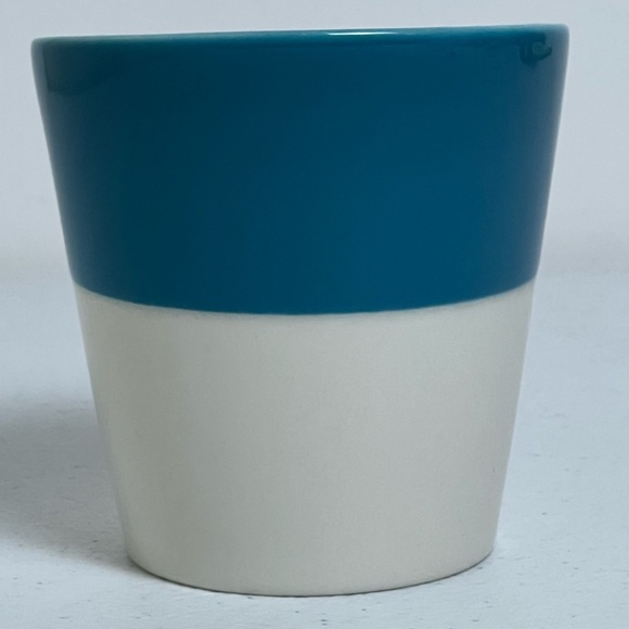 Starbucks Tazo 2012 Tea Cup No Handle Mug Blue & White Slanted Bone China Tea - Picture 4 of 9
